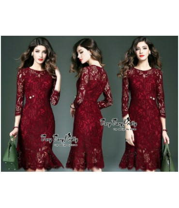 The Pretty Lady Maroon Midi Dress