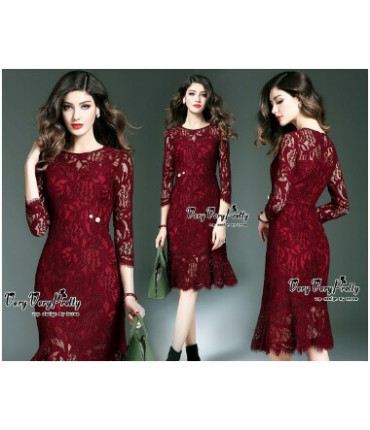 The Pretty Lady Maroon Midi Dress