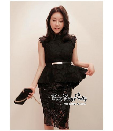 Black Chandelier Lacey Peplum Top