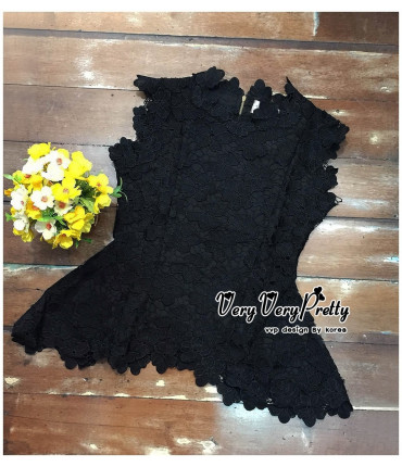 Black Chandelier Lacey Peplum Top