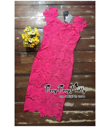 Hot Pink Crochet Bodycon Dress