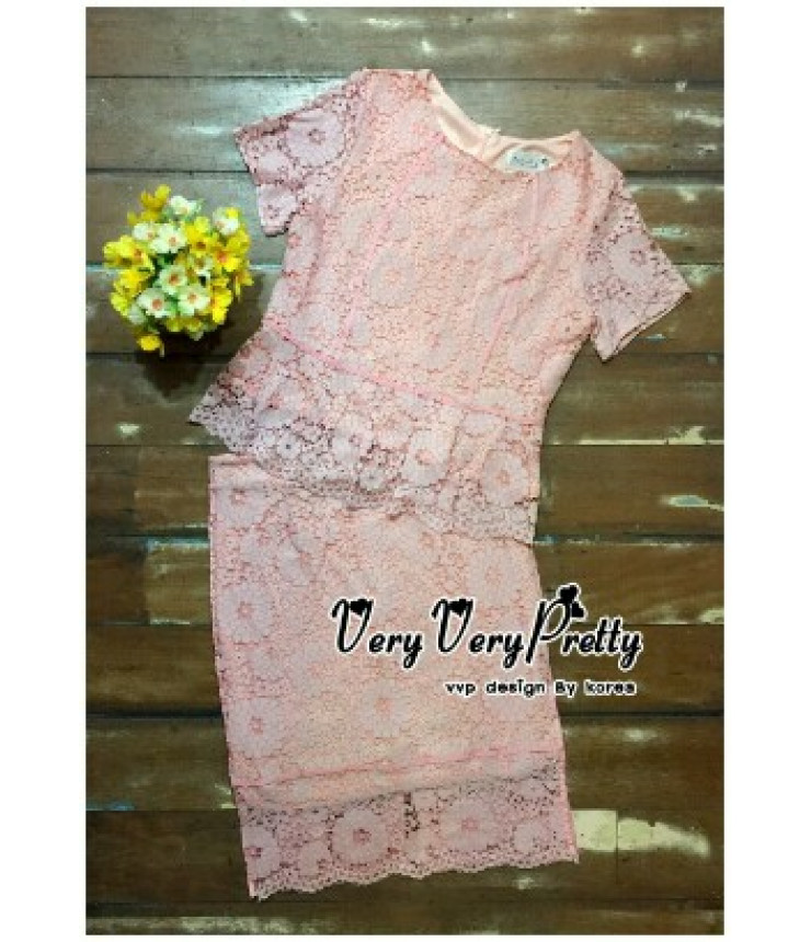 Formal Peach Peplum Co-ords Dress