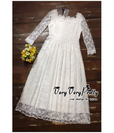 Lace Overlay White Maxi Dress