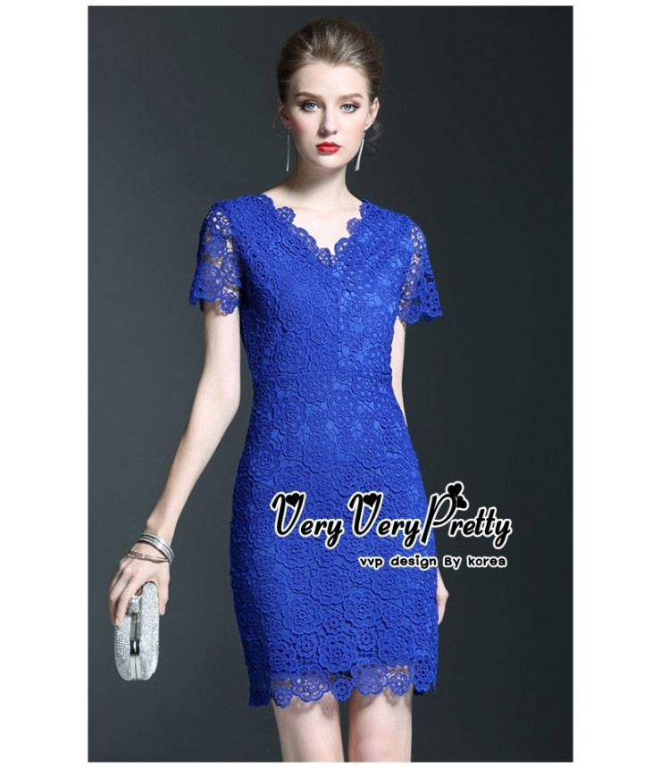 Cocktail Bold Blue Bodycon Dress