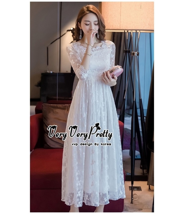 Lace Overlay White Maxi Dress