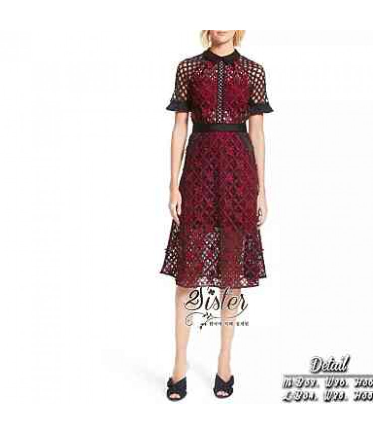 Vintage Maroon & Black Midi Dress