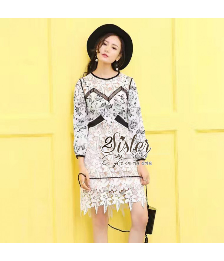 Day Out BnW Floral Pattern Dress