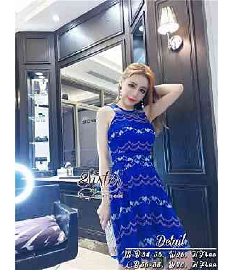 Sassy Blue Self Patterned Dress