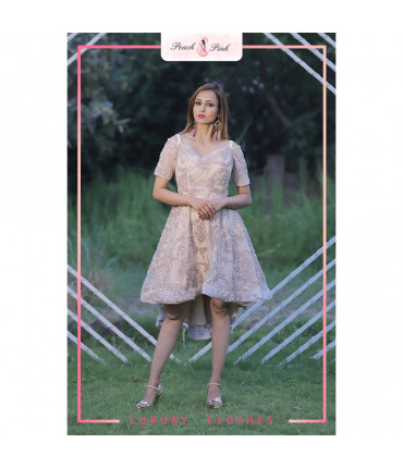 Dazzling Peach High-Low Gown