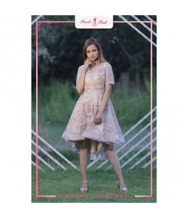 Dazzling Peach High-Low Gown