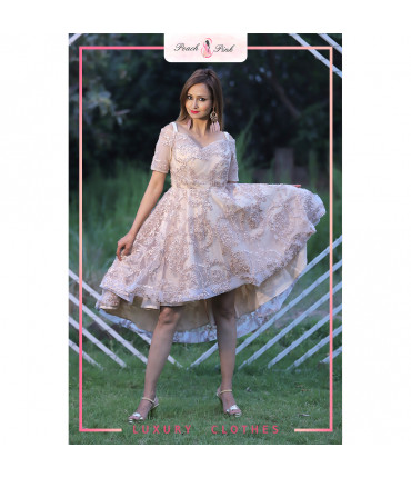 Dazzling Peach High-Low Gown