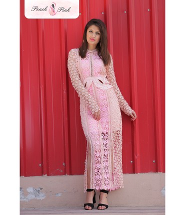 Cutout Crochet pale pink Maxi dress