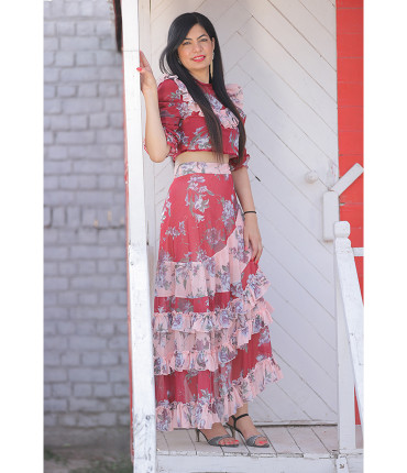 Glazed eyes Asymmetric flared Floral Co-Ord Set