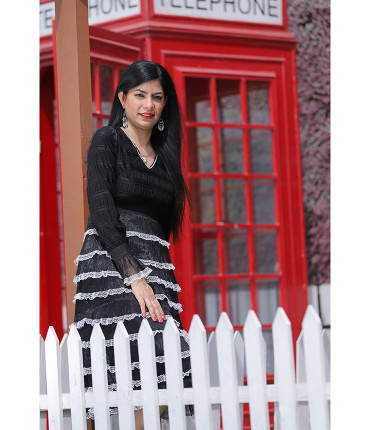 Fallen angel Regal Knee length Black Dress