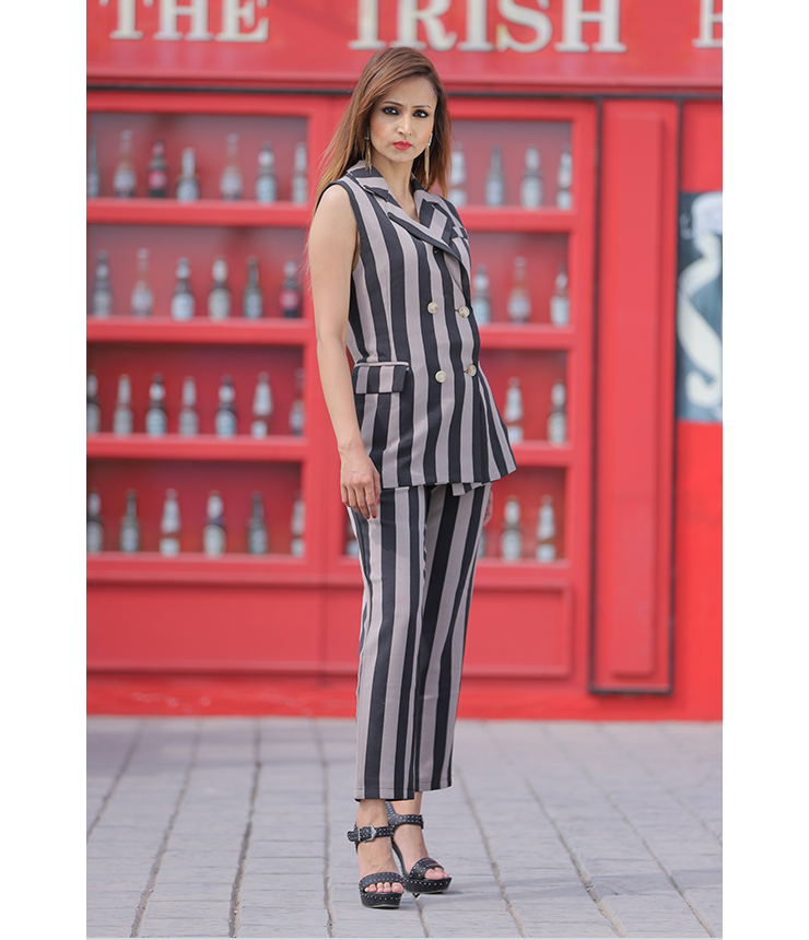 Be Buzzworthy  Striped Formal CoOrd Set