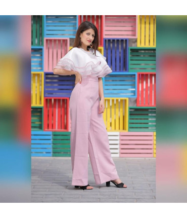Too cool to handle White Pink Ultraposh Jumpsuit 
