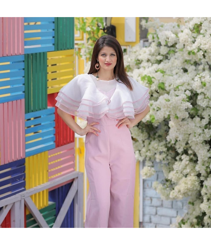 Too cool to handle White Pink Ultraposh Jumpsuit 