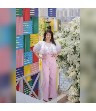 Too cool to handle White Pink Ultraposh Jumpsuit 