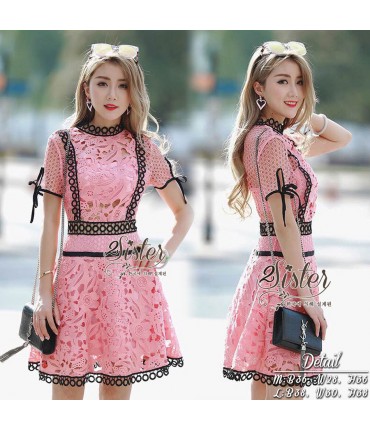 Girl in Pink Mini Skater Dress