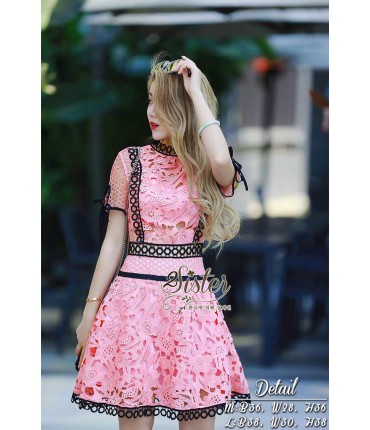 Girl in Pink Mini Skater Dress